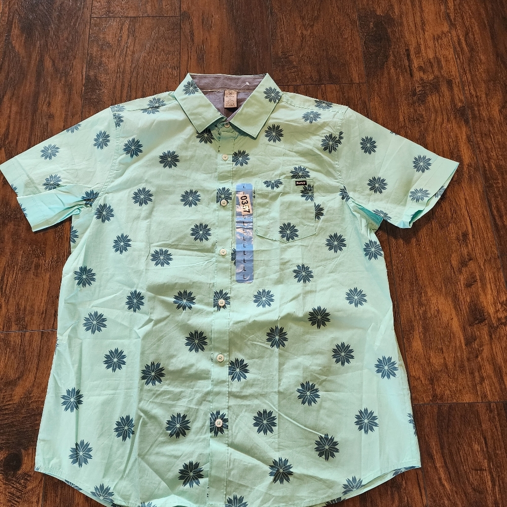 Hurley Teal Floral Button Down Shirt